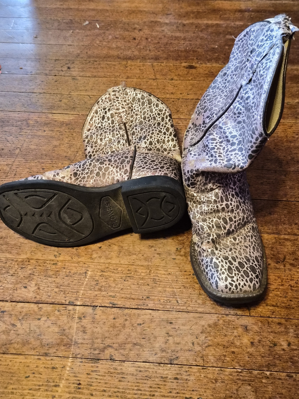 Ole West Metallic Pink Black Cowgirl Boots Kids Western Size 2/3 - Picture 2 of 6